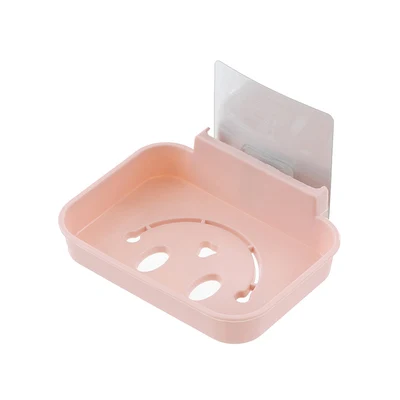 Портативный Мыло блюдо Ванная комната Душ Мыло коробка самоклеющиеся Для ванной Мыло ящик для хранения чехол с канализации Функция - Цвет: Розовый