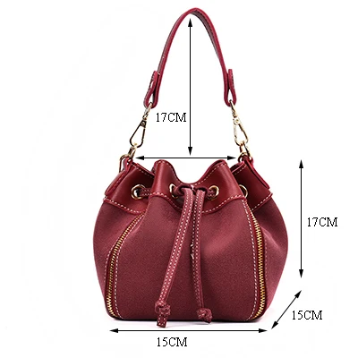 MJ Women Leather Handbags Vintage Suede PU Leather Crossbody Bag Drawstring Bucket Bag Female Small Messenger Bags Korean Style (30)