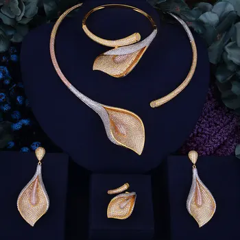 

GODKI Luxury Lily Flower African Jewelry Sets for Women Wedding Naija Bridal Cubic Zirconia Necklace Dubai Dress Jewelry Set