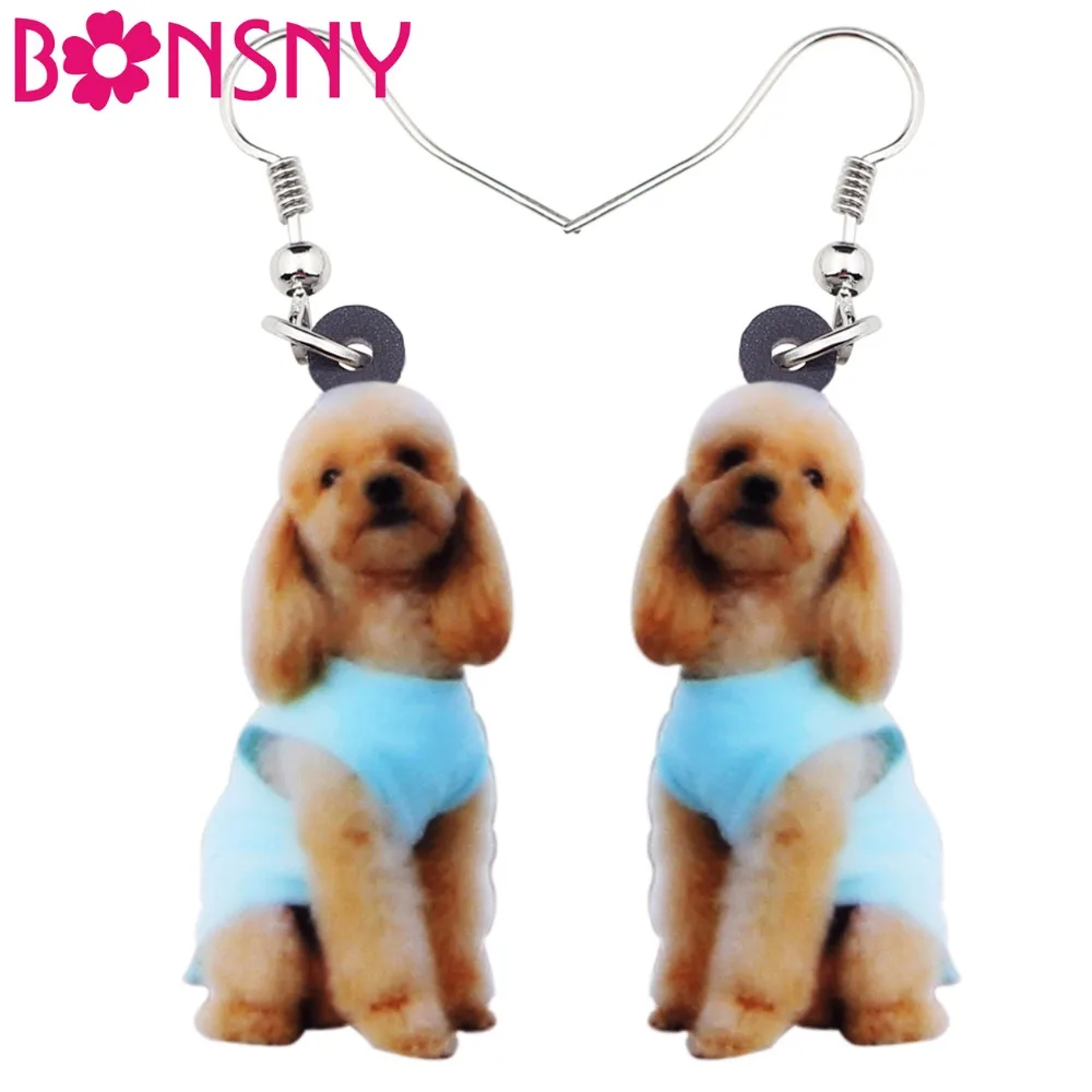 

Bonsny Acrylic Elegant Sitting Poodle Dog Earrings Big Long Dangle Drop Women Girls Ladies Fashion Jewelry For Teens Gifts Bulk