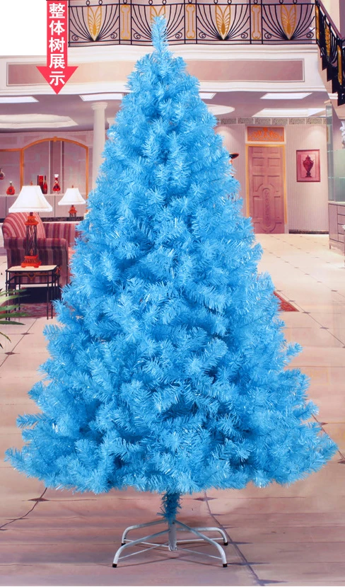 

240CM Tall Luxury Encryption sky blue Christmas Tree Heavy Pine Artificial PVC Ximas Christmas Trees New Year Decoration