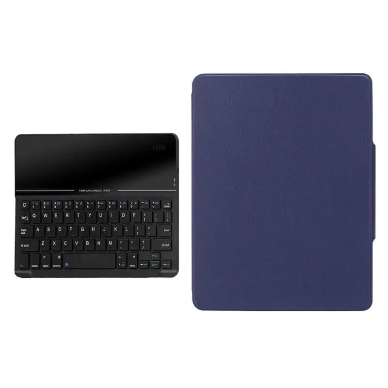 Bluetooth стеклянная клавиатура кожаный чехол крышка ж/Подставка для ручки для iPad 9,7 - Цвет: Синий