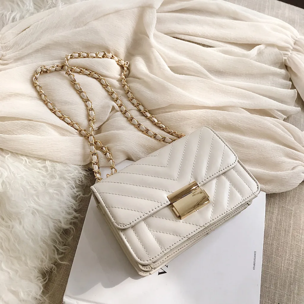 

Women handbags High quality PU leather Women bag Small chain Shoulder bag Lock lattice Sling Crossbody bag For Women 2019