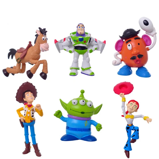 Retail 1 Set 6pCS 1Set 5 9cm Toy Story Woddy Green Alien Action Figure PVC Toy