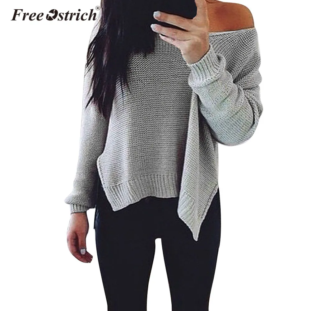 

Free Ostrich Fashion Sweater Women Pullovers Fall Autumn Winter V Neck Loose Jumper Tops Sweater Femme Sueter Mujer