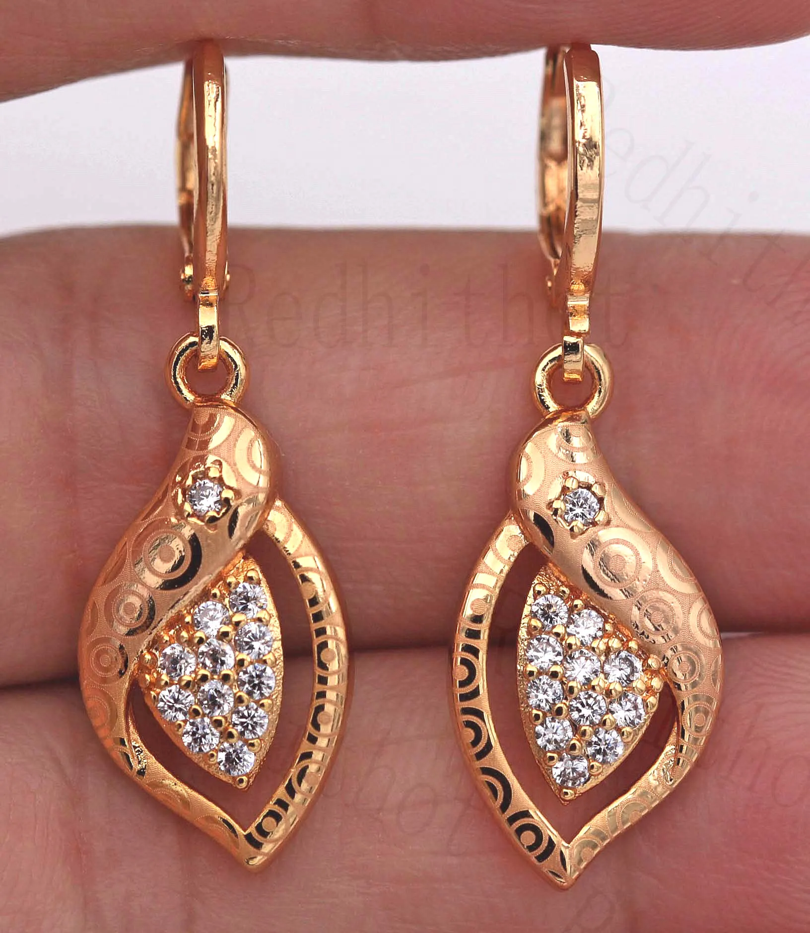 

New Arrival Drop Earrings for Women Luxury Gold Color Mango shape Earring with CZ Zircon Trendy Jewelry for Wedding Gift