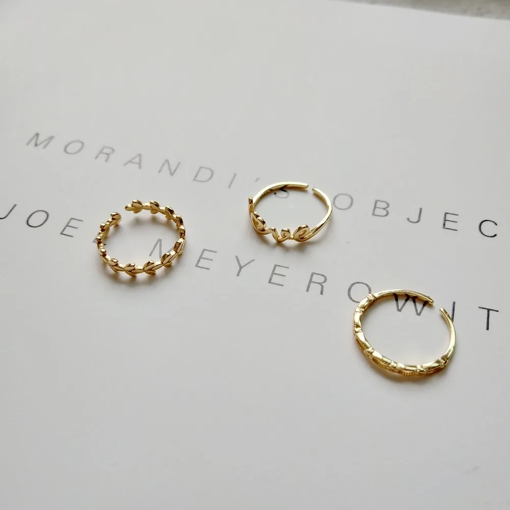 925 Sterling Silver Rings for Women Gold Color Female Ring Wave Opening Ring Adjustable LOVE Wedding Rings Fashion Jewelry11