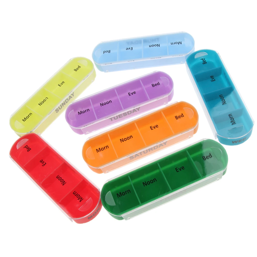 2pcs Wallet Weekly Travel Pill Organizers Vitamin Caddy Storage for 4 Times A Day, 7 Days a Week
