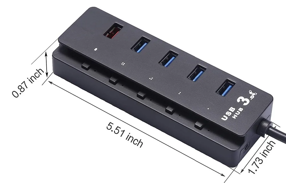 USB C концентратор, leadzoe 5 Порты и разъёмы концентратор Splitter и 1 зарядки Порты и разъёмы с индивидуальным Мощность Switcheds встроенный USB 3,0 кабель