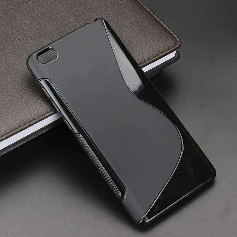 Black S line Skidding Gel TPU Slim Soft Case Back Cover