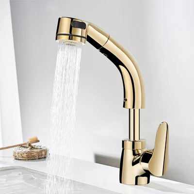 Color : White KASILU Easy to Install Brushed Golden Polished Stainless Steel Paint Faucet Bathroom Basin Hot Cold Mixer Tap Long Spout Crane faucets 