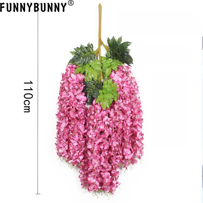 

FUNNYBUNNY Artificial Wisteria Vine Rattan Hanging Wisteria Garland Silk Flowers String for Home Party Garden Wedding Decor