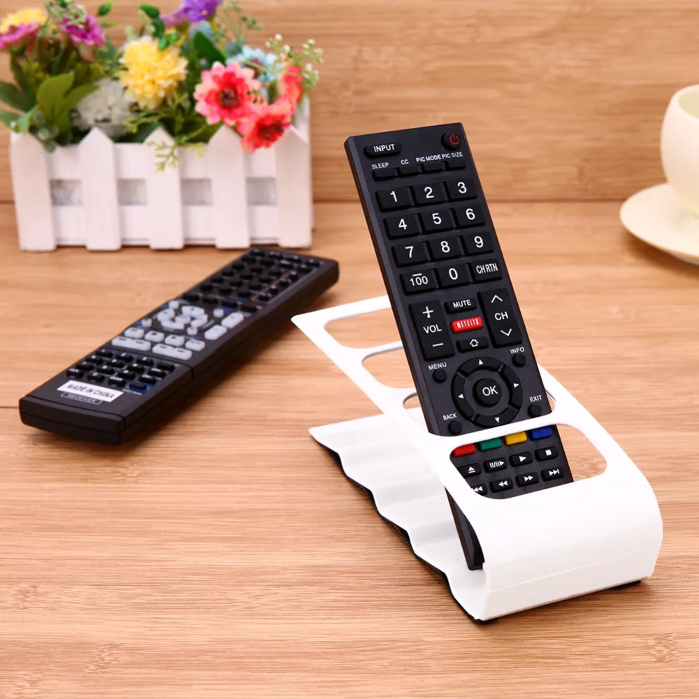 

4 Cell Plastic TV DVD Remote Control Stand Organizer Phone Holder Storage Racks Home Office Remote Control Holder