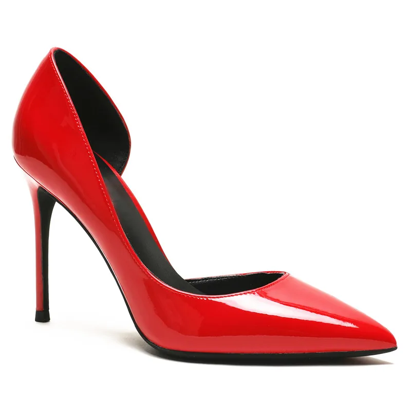 KATELVADI/пикантные женские туфли на высоком каблуке 10 см модные женские туфли-лодочки из лакированной искусственной кожи телесного цвета на очень высоком каблуке-шпильке размеры 34-41 K-353 - Цвет: Красный