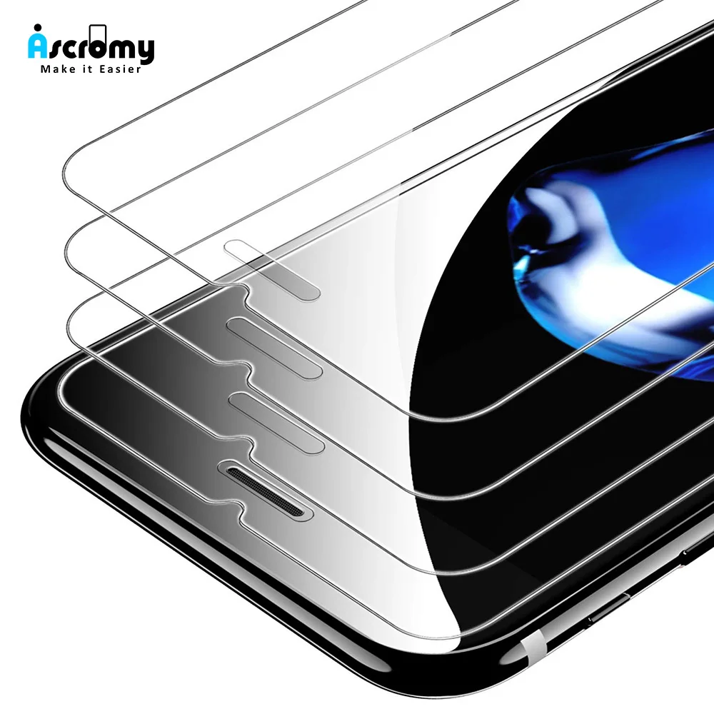 Ascromy 10PCS 9H Screen Protector for Apple iPhone X 10 8 Plus 7 6 6S 5 5S 5C SE 4 4S 8plus 5SE Tempered Glass Film verre trempe (1)