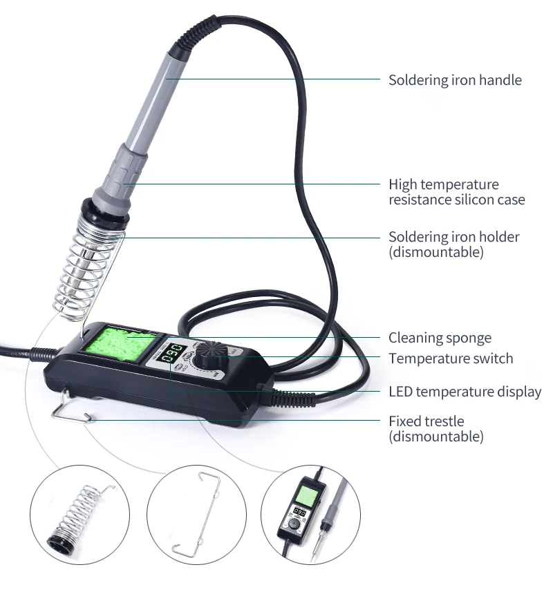 Паяльная станция с регулируемой температурой съемная подставка YIHUA 908D-II портативный электронный паяльник