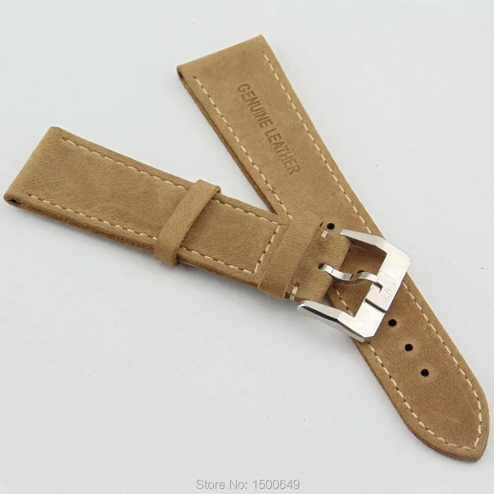 Fashion 22MM Parnis Genuine Leather Strap Camel Watchband Pin Buckle Fit for Men's Watch Leather