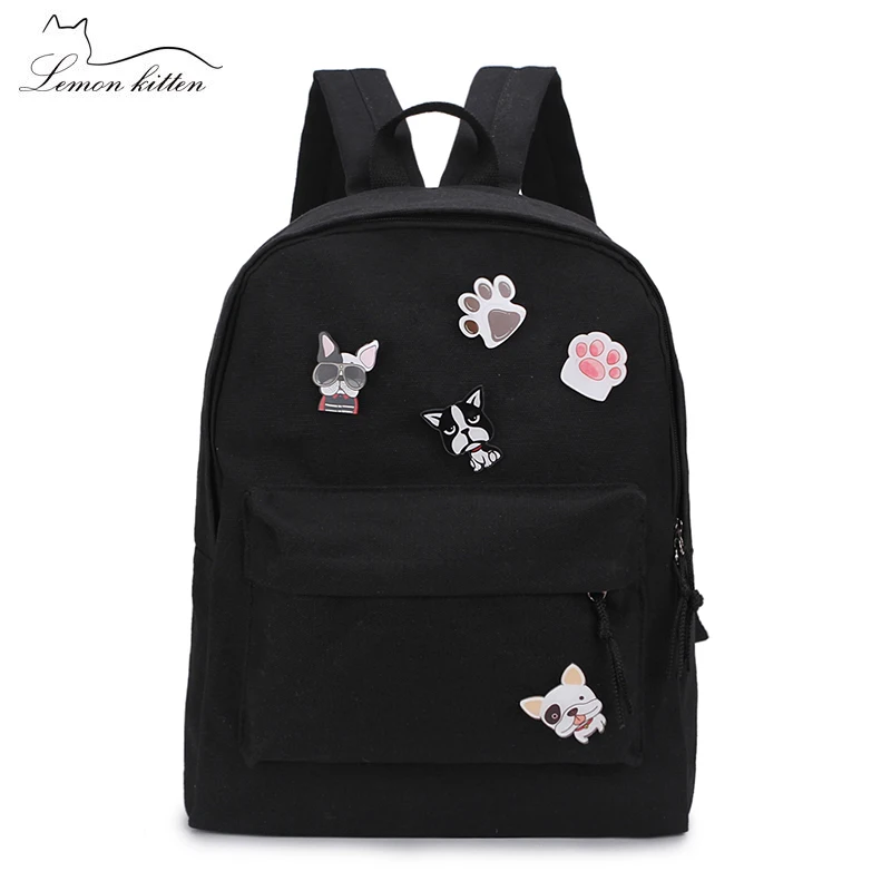 2018 Color sólido de la lona mujeres Mochila perrito Insignia Mochila chica estudiante Mochila ocio Mochila Paquete de diseño 2018 Color sólido de la lona mujeres Mochila perrito Insignia Mochila chica estudiante Mochila ocio Mochila Paquete de diseño