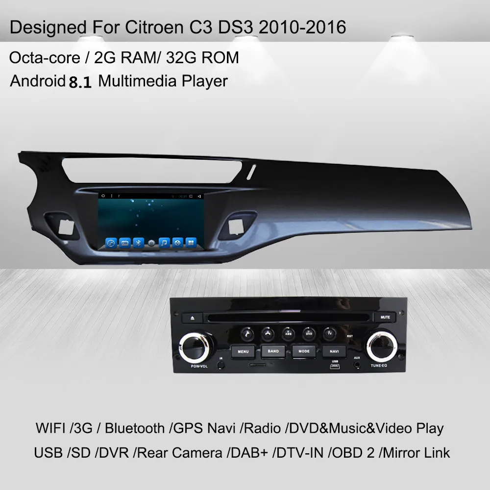 Cheap Support Apple Carplay Android8.1 Car Radio GPS Multimedia Player For Citroen C3 DS3 2010-2016 Auto DVD Audio Navigation Stereo 1