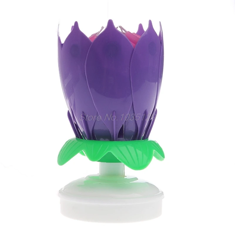 

Romantic Cake Topper Blossom Lotus Flower Candles Musical Candle Lights Rotating Party Birthday Decor Party Decoration Supplies