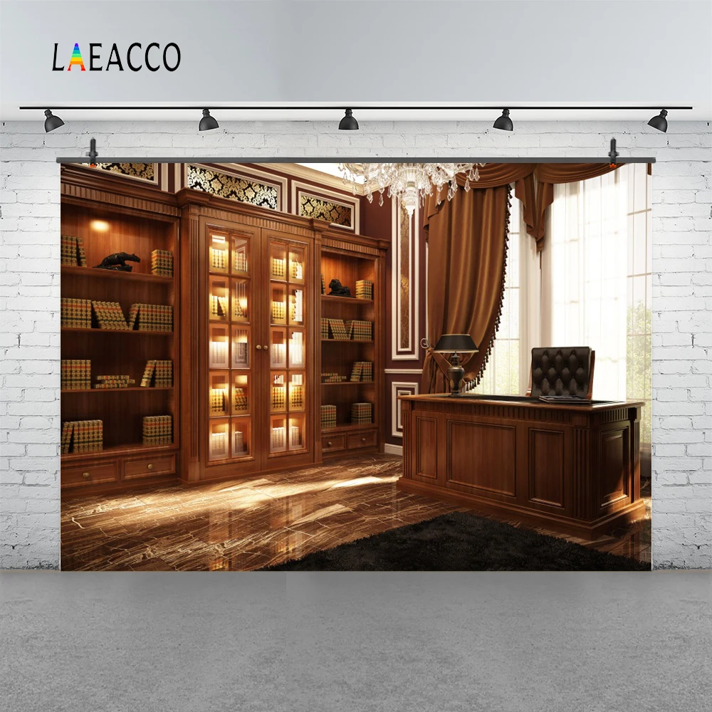 Laeacco Study Room Desk Bookshelf Desk Chair Bench Photography Backgrounds Customized Photographic Backdrops For Photo Studio
