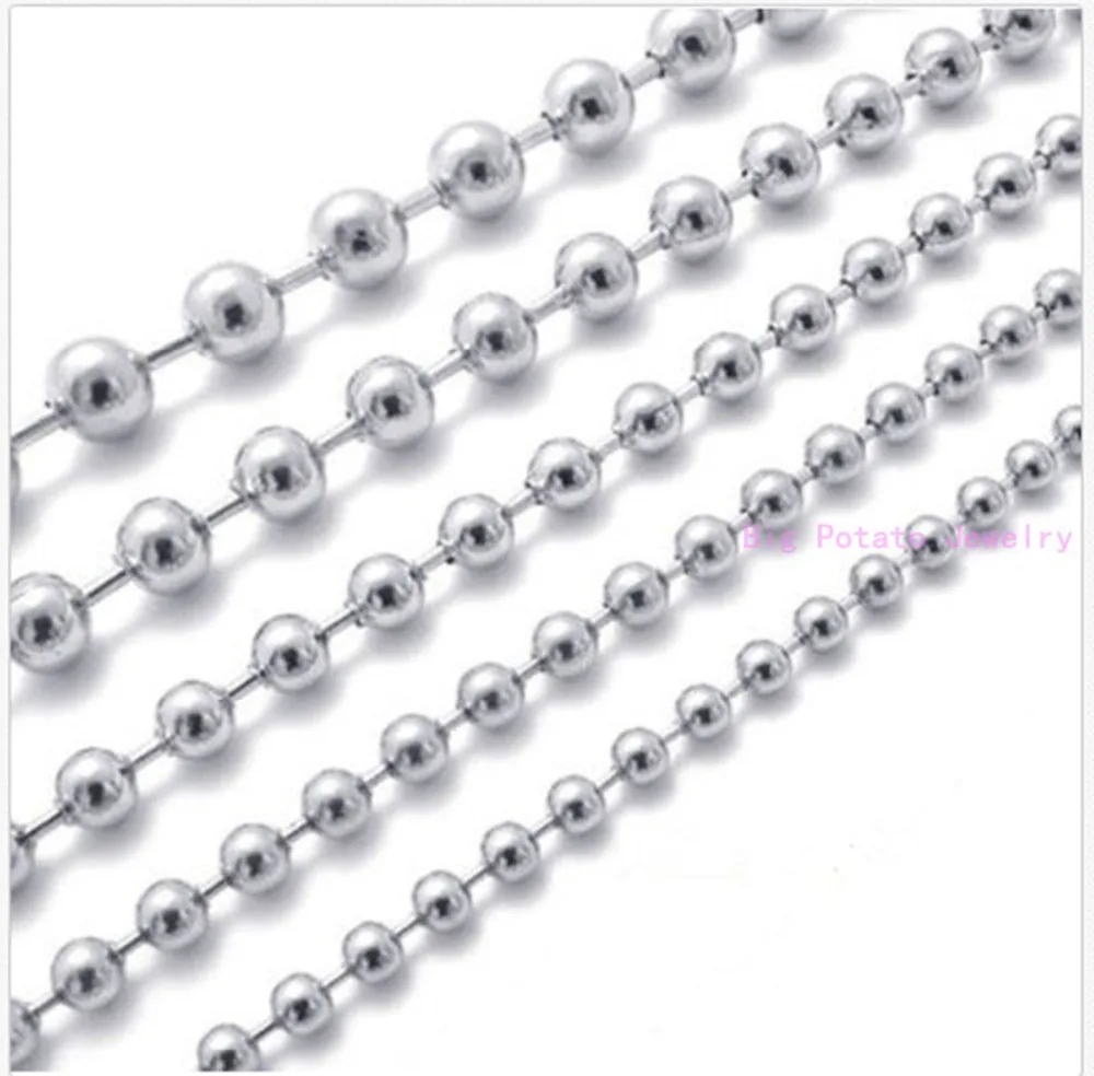 

Personality Fashion 4/5/6/8/10mm Cool Men's Stainless Steel Silver Tone Round Ball Chain Bracelet/Necklace 7-40inch Custom Sizes