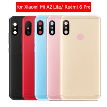 Чехол для Xiaomi mi A2 Lite/Red mi 6 Pro, задняя крышка, корпус, металлическая дверь, камера, стекло, объектив, запасные части