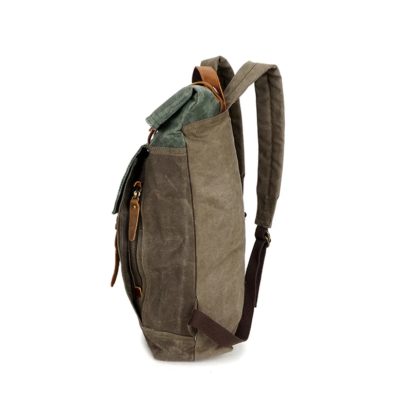 SOAEON, школьный мужской рюкзак для ноутбука, рюкзак для путешествий, для улицы, Ретро стиль, масло, воск, водонепроницаемая холщовая сумка, рюкзак на плечо для компьютера