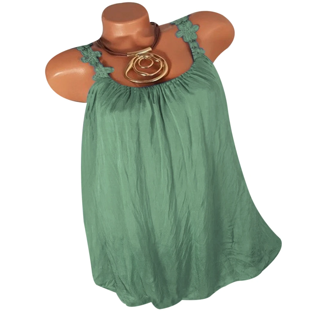 

Elegant Women Tops And Blosue Summer Tunic Sleeveless Lace Shirt Female Boho Top Loose Ladies Plus Size M-4XL Camisa Feminina