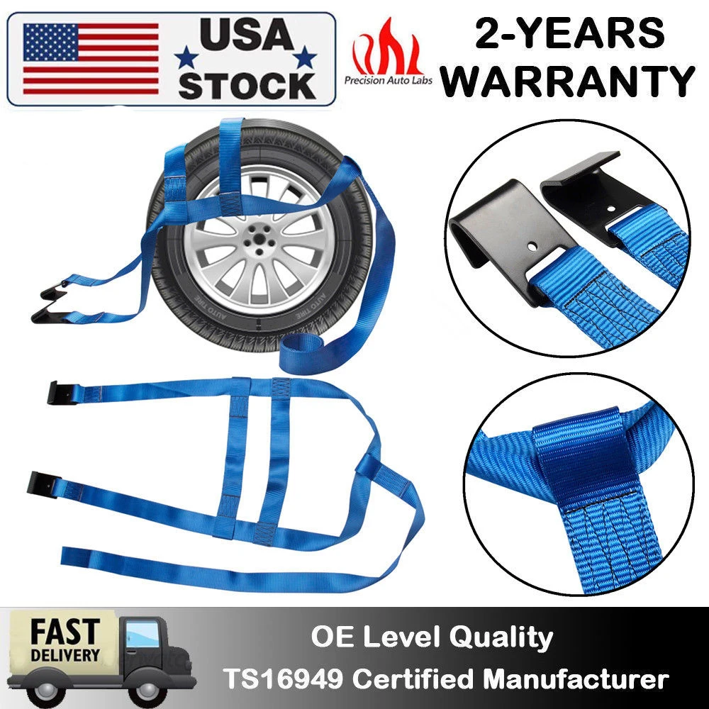 1pc Car Basket Straps Adjustable Tow Dolly for Wheel Net Set Flat Hook