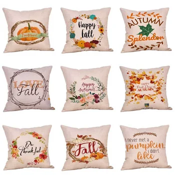 

Happy New Year Pillowcase1 Pc Pillow Cover Happy Fall Thanksgiving Day Soft Linen Pillow Case Cushion Cover Home Decor 45*45cm