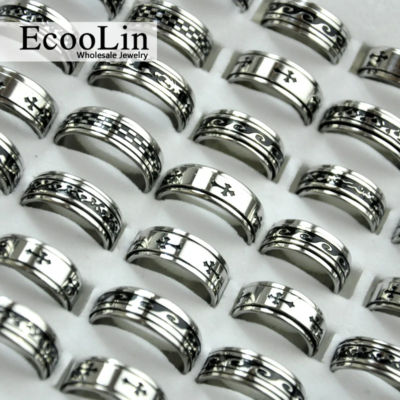 

10 Pcs Vintage Cross Style Steel Rings For Men and Women Jewelry Punk Gothic Rings LR4011