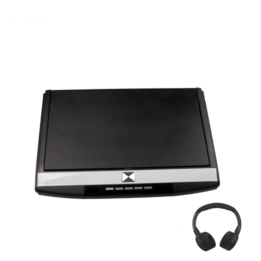 Caroad MP5 плеер 17," HD 1080P TFT светодиодный экран откидной монитор с креплением на крышу с ИК/fm-передатчиком/USB/SD/HDMI/Sperker автомобильный телевизор - Цвет: Black with headphone