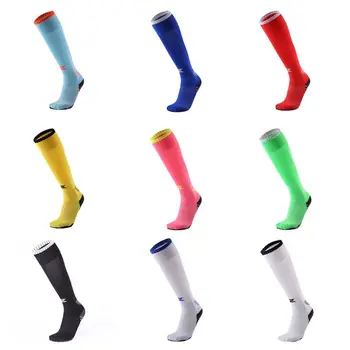 

9 Colors Men Unisex Over Knee Football Soccer Sport Long Socks Rib Trim Stripes Printed Towel Bottom Elastic Jacquard Compressio