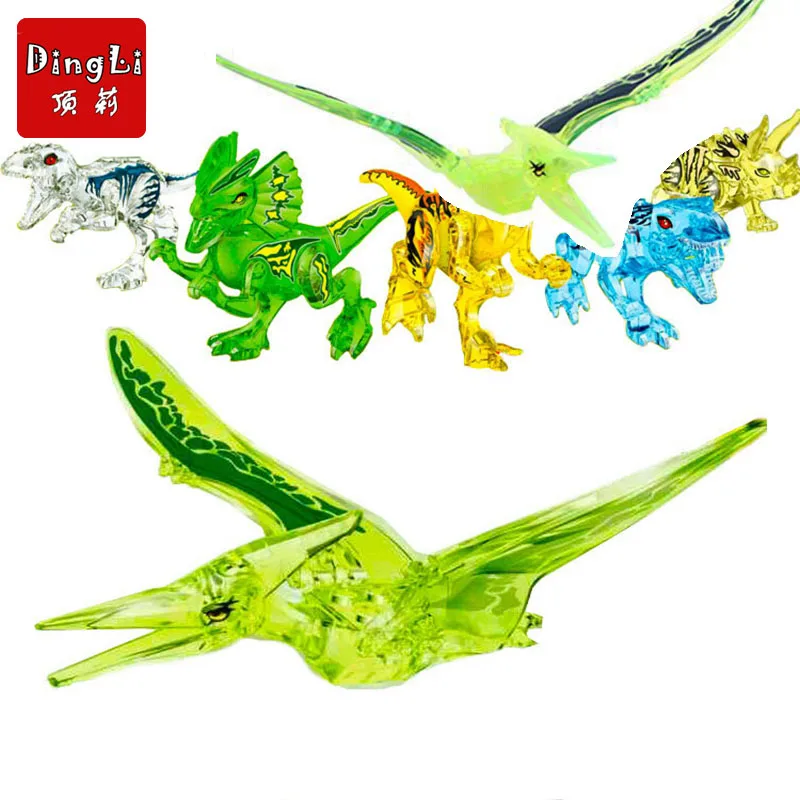 Jurassic Park Crystal Dinosaur World Wing Dragon Tyrannosaurus Assembling Toy DIY Model Building Blocks Gift for Kids Playmobil