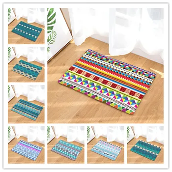

Flannel Floor Mats Color Stripes Printed Bedroom Living Room Carpets Cartoon Pattern Mat for Hallway Anti-Slip Tapete