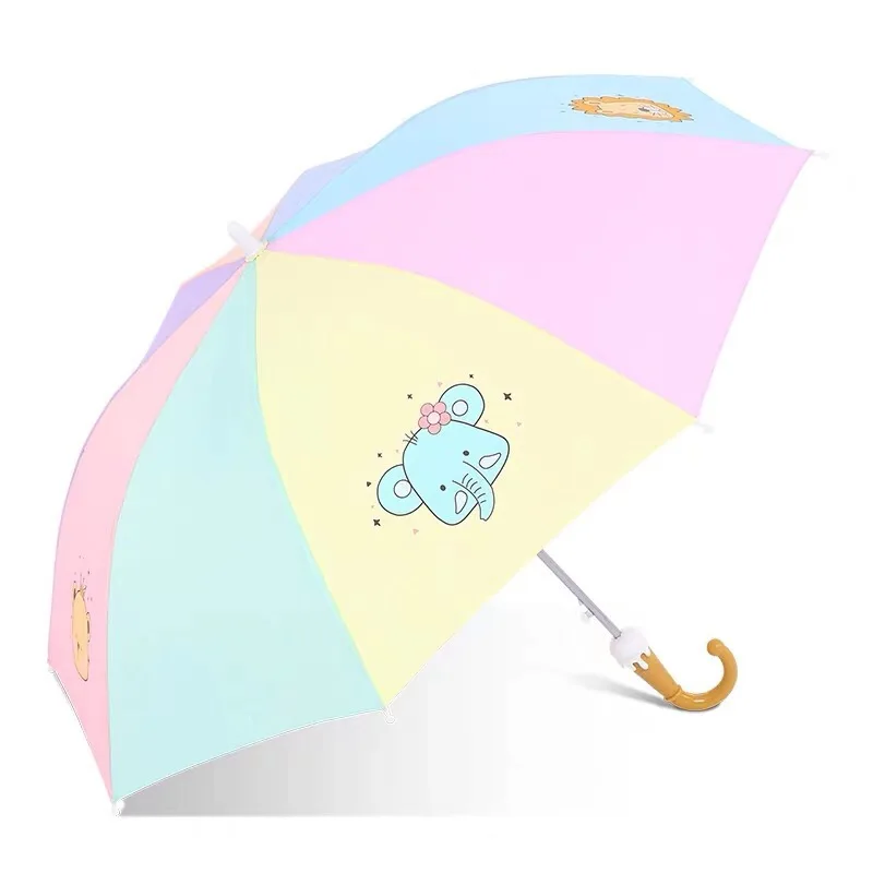 37" Kids Boys Girls Cute Print Sun Rain Anti-UV Windproof Umbrella With Whistle 