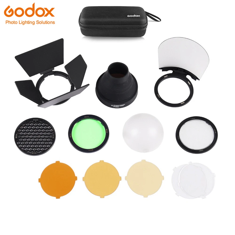 Snoot Reflector Godox AK-R1 Barn Door Honeycomb Color Filter Diffuser Ball Kits for Godox H200R Round Flash Head AD200 Accessories