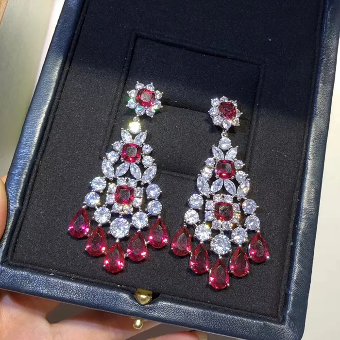 Дизайнерские Модные ювелирные изделия из меди 3а кубического циркония вечерние серьги