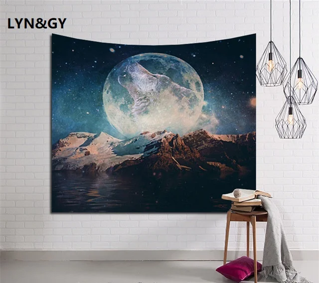 

New Lion Wolf Galaxy Hanging Wall Tapestry Animal Hippie Retro Home Decor Yoga Beach Mat 150x100cm/150x130cm/150X200CM/150X230CM