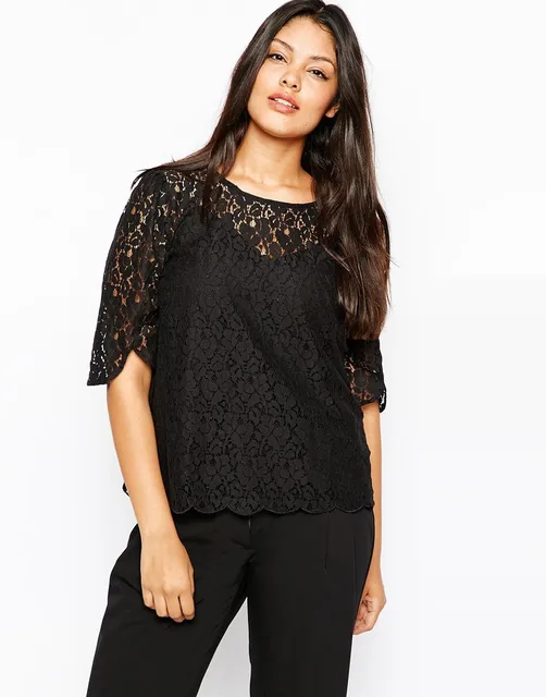 6xl black lace t shirt women plus size female summer tunic 5xl large black lace blouse plus size