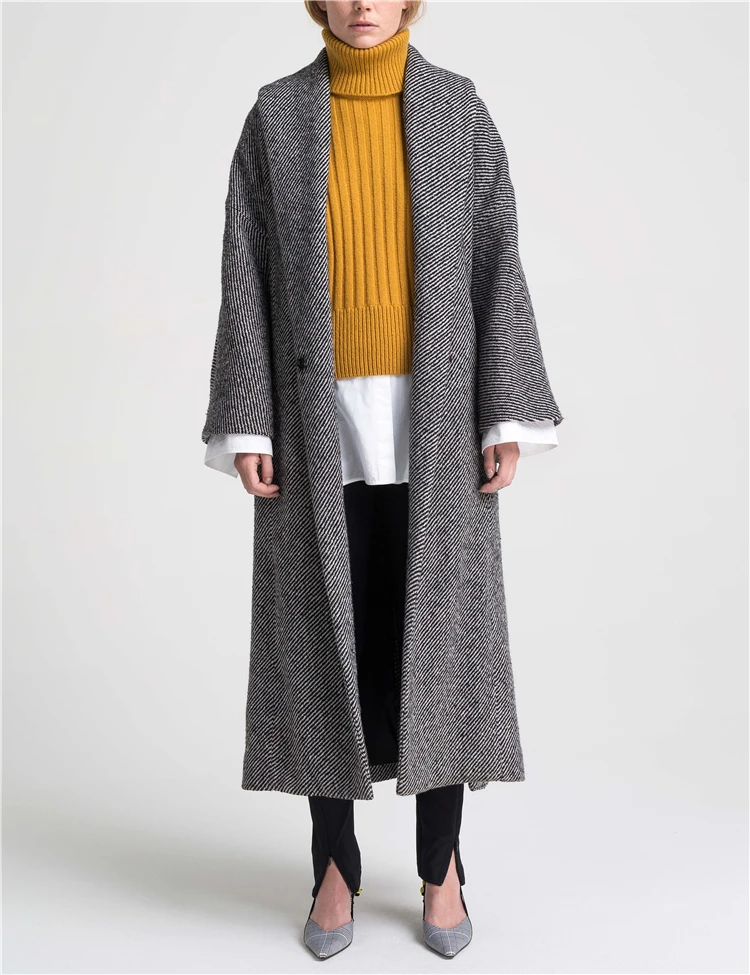 Зима, Женское пальто в ленивом стиле, модное женское длинное свободное шерстяное Женское пальто, верхняя одежда для женщин, высокое качество, уличная одежда