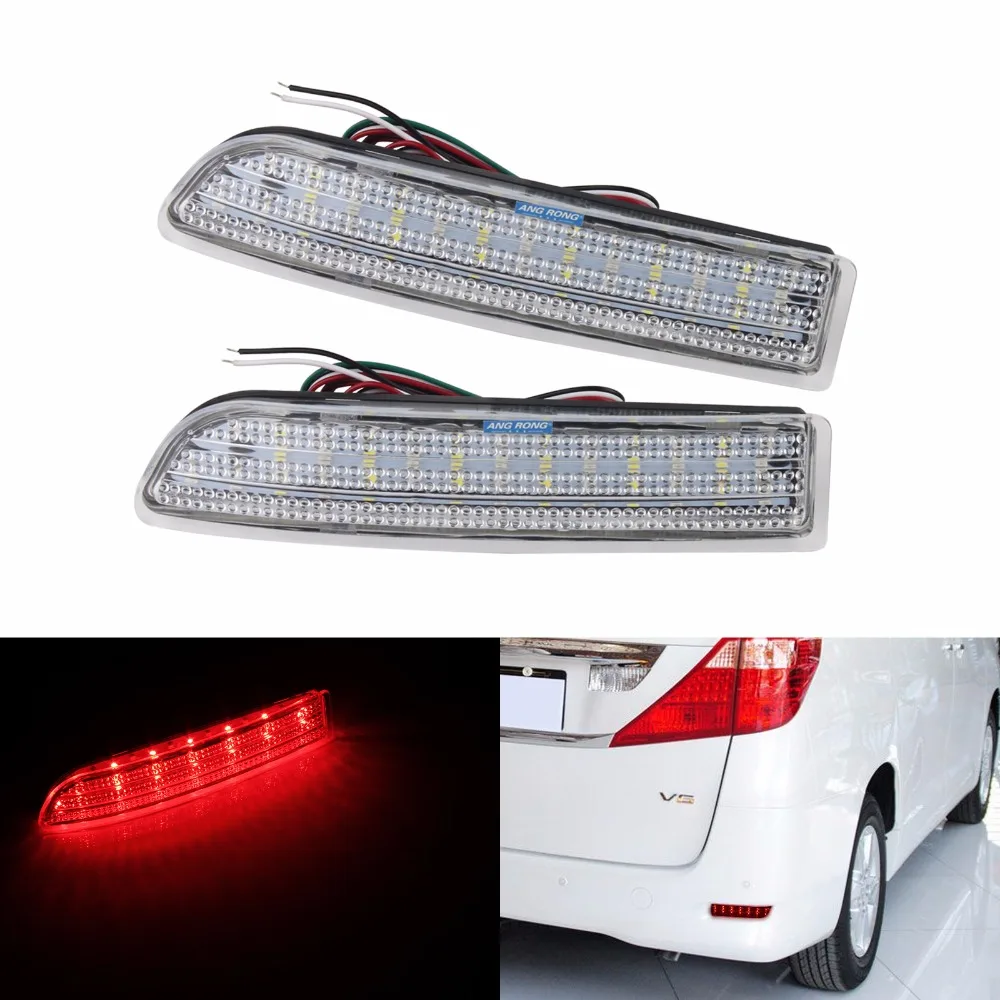 

ANGRONG 2x Clear Lens Bumper Reflector LED Reverse Tail Brake Light For Toyota Estima 2.4 Previa 06-12 (CA168)