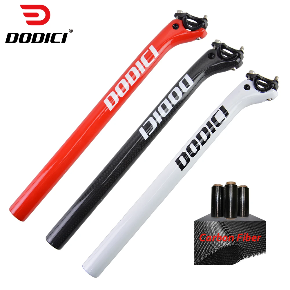 

DODICI Bicycle Seatpost Seat Posts Carbon Seatpost Road Mtb 3K Gloss Red White Black Seatpost Offset 25mm Seat post