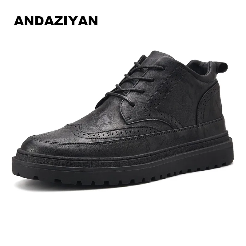 Nouveau Noir 2019 Brock Printemps marron Hommes Chaussures Décontractées Sculpté D'affaires PTOuZikwX