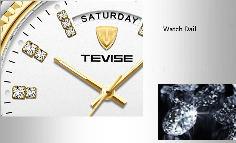 TEVISE Watch Men T833A Men Automatic Watch Rhinestone Scale Date Week Shockproof Waterproof Luminous Hands Mechanical Watch (8)