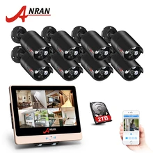 ANRAN P2P 8CH 1080 P 12 ''ЖК-дисплей POE NVR видеонаблюдения Системы 3 массив ИК Водонепроницаемый наружная домашняя ip-камера c технологией питания POE жесткого диска опционально