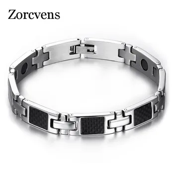 

ZORCVENS Hot sale men magnetic bracelets&bangles for men jewelry health care carbon fiber hand bracelets bangles free shipping