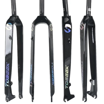 

2019 New TOSEEK Full 3K Carbon Fiber Mountain Bike Fork 26/27.5/ 29Inch 520g Gloss 1-1/8"Edition Hard Bicycle Fork