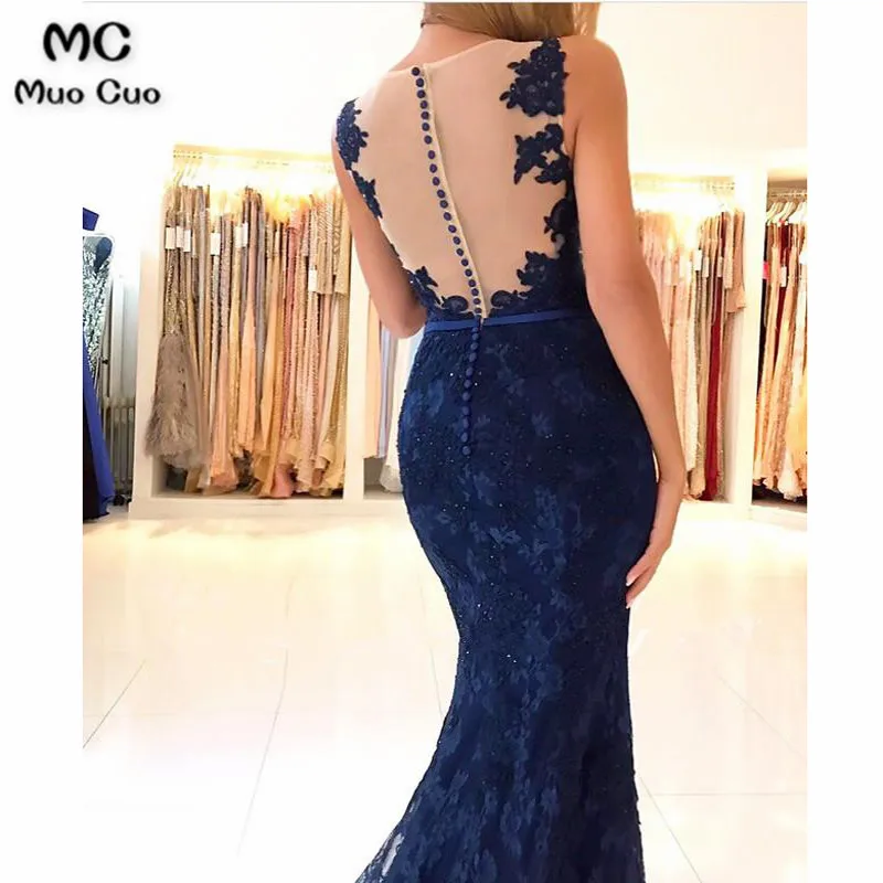 Elegant V Neck Long Lace Mermaid Evening Dresses4